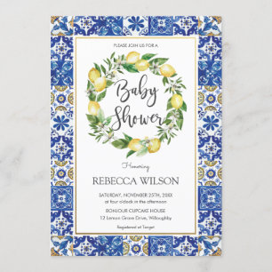 Chic Lemon Mediterranean Baby Shower Boy Girl Invitation