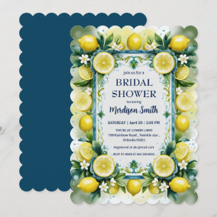 Chic Lemon Mediterranean Summer Bridal Shower   Invitation
