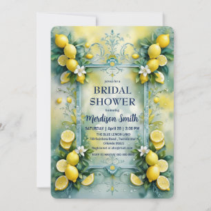 Chic Lemon Mediterranean Summer Bridal Shower Invitation