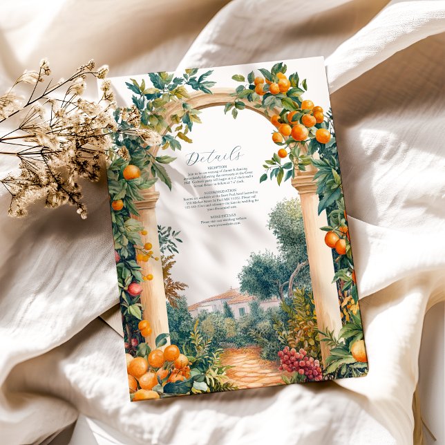 Chic Lemon Mediterranean Summer Wedding Enclosure Card (Creator Uploaded)