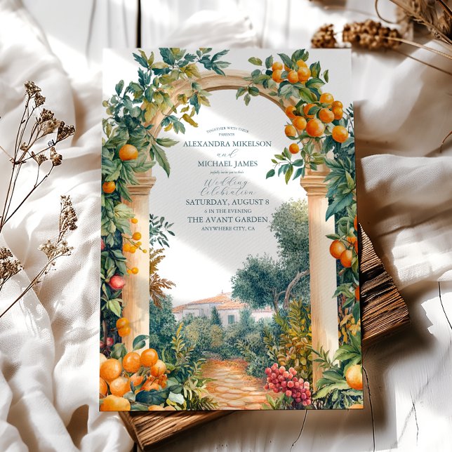 Chic Lemon Mediterranean Summer Wedding Invitation (Creator Uploaded)