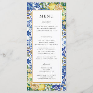 Chic Lemons Floral Greenery Mosaic Wedding Menu