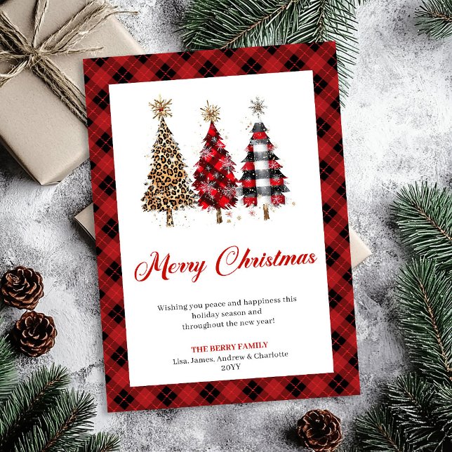 Chic Leopard Christmas Tree Watercolor Holiday  (Chic Leopard Christmas Tree Watercolor Holiday Card)