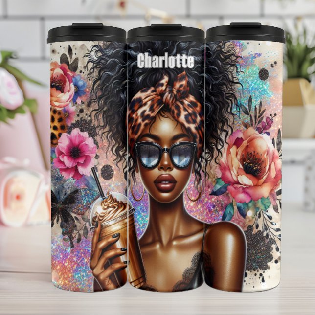 Chic Leopard Coffee Sparkle Dream Thermal Tumbler (Creator Uploaded)