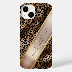 Chic Leopard Pattern Black Bronze Monogram      Case-Mate iPhone 14 Case