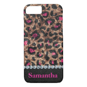 Chic leopard pink animal diamond personalized iPhone 8/7 case