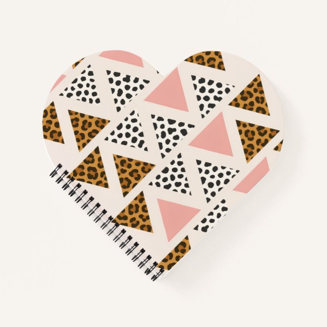 Chic Leopard & Pink Triangle Pattern Notebook (Front)