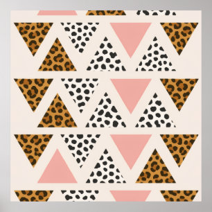 Chic Leopard & Pink Triangle Pattern Poster