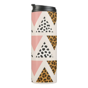 Chic Leopard & Pink Triangle Pattern Thermal Tumbler