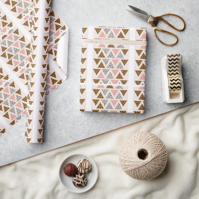 Chic Leopard & Pink Triangle Pattern Wrapping Paper (Crafts)