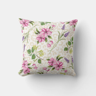 Chic Leopard Print and Pink Floral Botanical Cushion