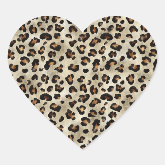 Chic Leopard Print Animal Print Wild Cat Pattern Heart Sticker (Front)