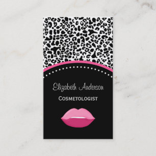 Chic Leopard Print Cosmetology and Beauty Salon Business Card