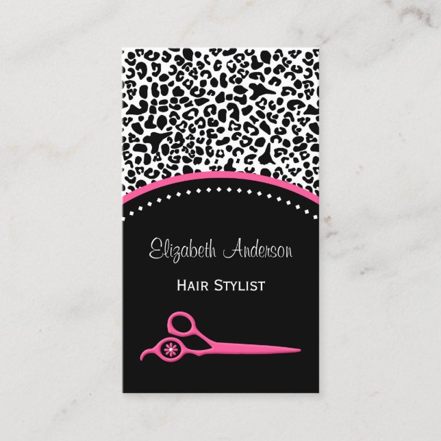 Chic Leopard Print Salon Loyalty Reward Punch Card (Front)
