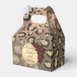Chic Leopard Rose Fabulous 40th Birthday Favour Box