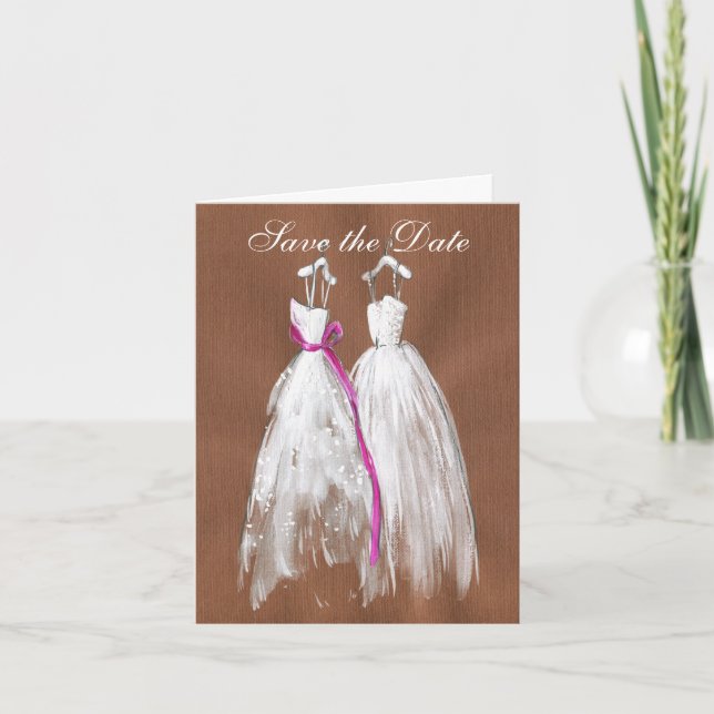 Chic Lesbian Gay Save the Date Notecard (Front)