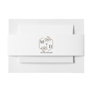 chic letter & names monogram wreath wedding invitation belly band