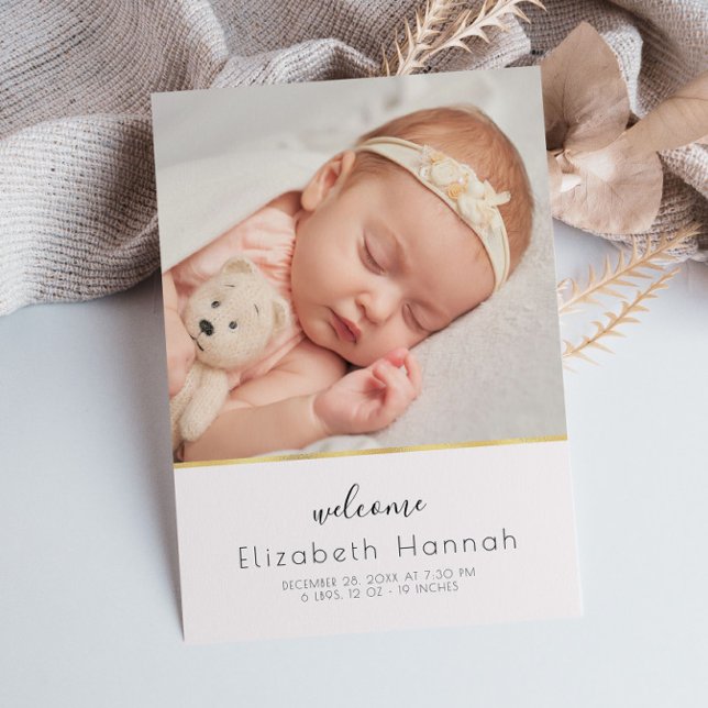 Chic lettering baby girl birth announcement postcard (Creator Uploaded)