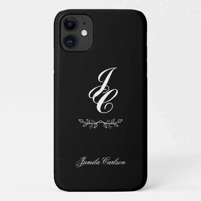 chic lettering graphic foliage black Case-Mate iPhone case (Back)