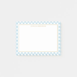 Chic Light Blue And White Gingham Pattern Post-it Notes