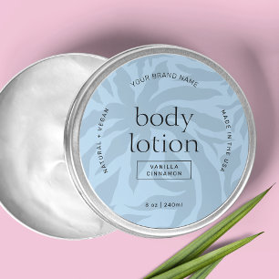 Chic Light Blue Cosmetic Jar Round Product Label