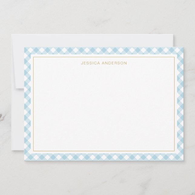 Chic Light Blue Gingham Pattern Card (Front)