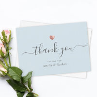 Chic Light Blue Modern Script Rose Gold Heart
