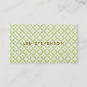 Chic Light Green Linen Look Circle Pattern Business Card