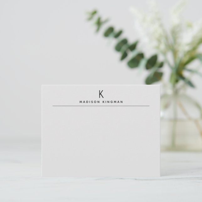 Chic Light Grey Modern Monogram Initial Name Card (Standing Front)