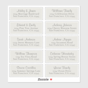 Chic Light Grey Wedding Guest Address Labels