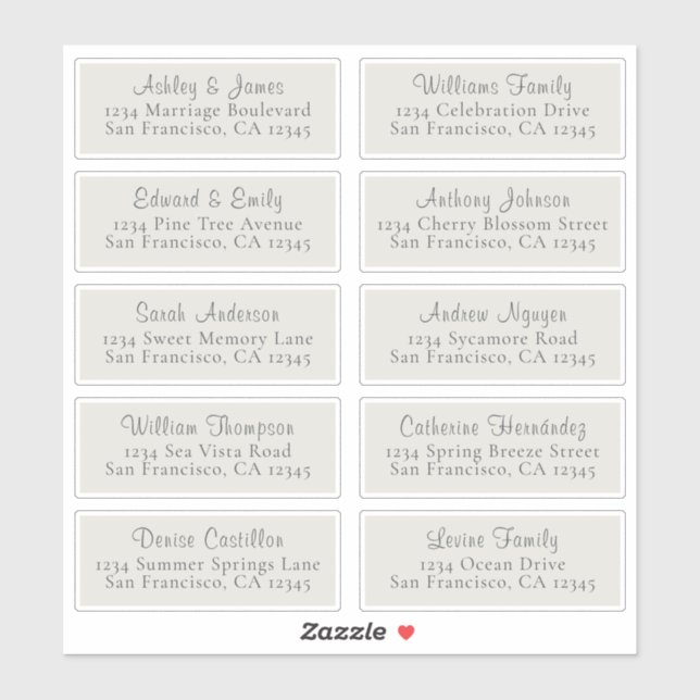 Chic Light Grey Wedding Guest Address Labels (Sheet)