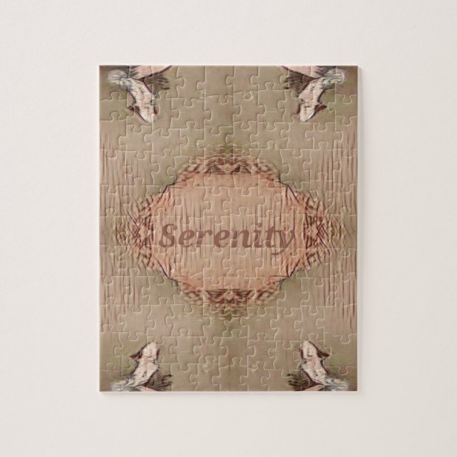 Chic Light Tan Peach Modern Serenity Jigsaw Puzzle (Vertical)