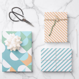 Chic Light Teal Blue Green Circles Art Pattern Wrapping Paper Sheet