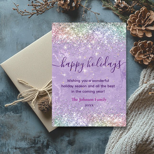 Chic lilac glitter Christmas new year greeting  Card (Creator Uploaded)