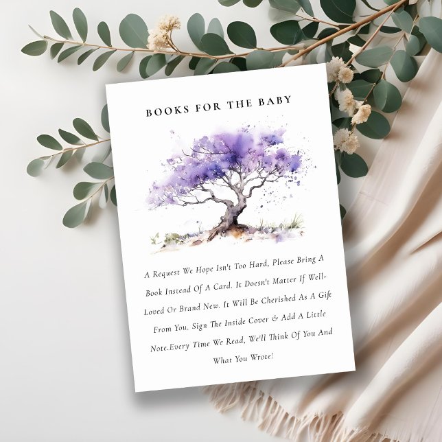 Chic Lilac Jacaranda Tree Books For Baby Shower Enclosure Card (Creator Uploaded)