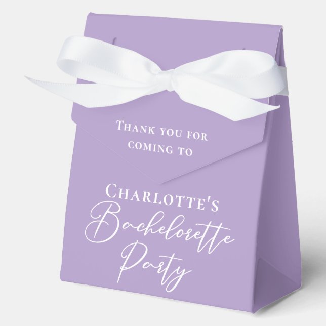Chic Lilac Purple Custom Bachelorette Party Favour Box (Front)