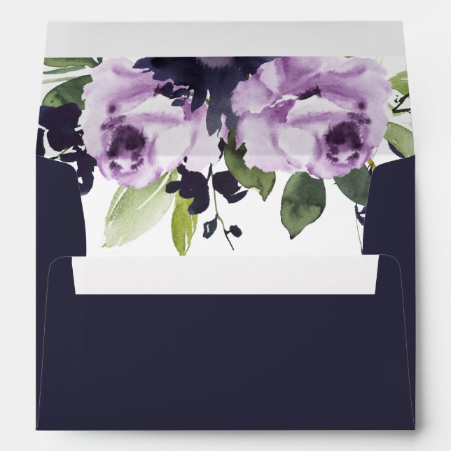 CHIC LILAC PURPLE ROSE PEONY FLORAL BUNCH ADDRESS ENVELOPE (Back (Bottom))