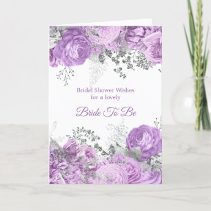 Chic Lilac Silver Floral  Bridal Shower Card