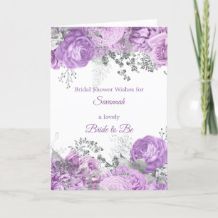 Chic Lilac Silver Floral Name Bridal Shower Card