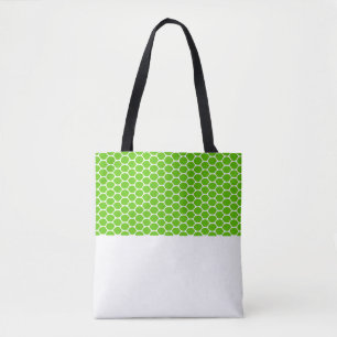 Chic Lime Honeycomb Pattern White Colour Block Tote Bag