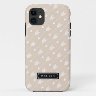 Chic Linen Beige Tribal Arrows Personalised iPhone 11 Case