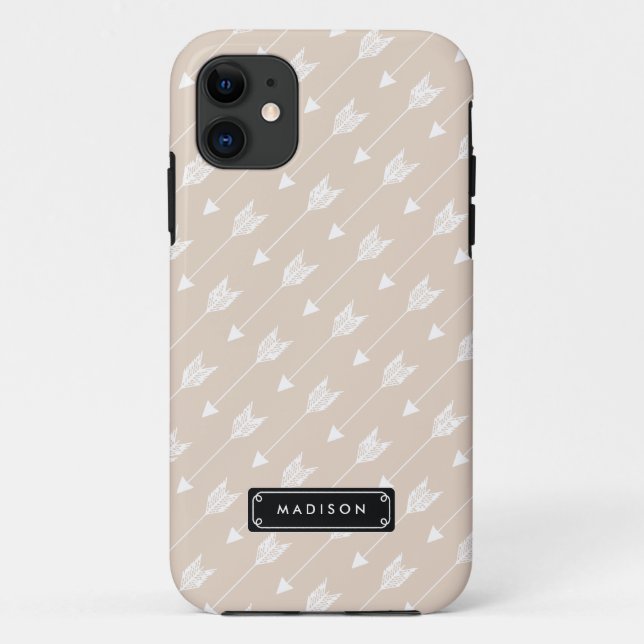 Chic Linen Beige Tribal Arrows Personalised Case-Mate iPhone Case (Back)