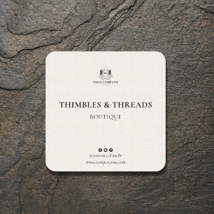 Chic Linen Business Logo Name Marketing Classic Square Sticker