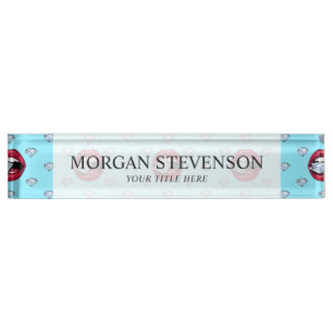 Chic Lips Diamond Girly Nameplate