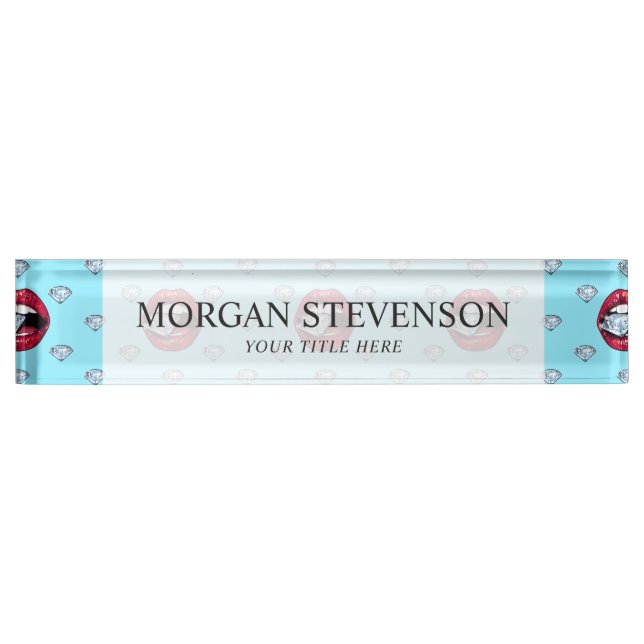 Chic Lips Diamond Girly Nameplate (Front)