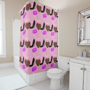 Chic Lips Heels Pearls Shower Curtain