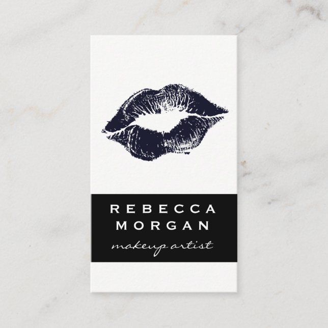 Chic Lipstick Blue Kiss Business Card (Front)