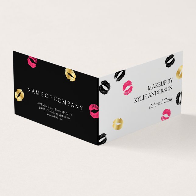 Chic Lipstick Marks Makeup Referral Card (Outside)