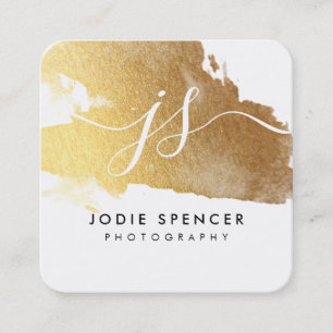 CHIC LOGO elegant pretty glamorous gold ink mark Square Business Card