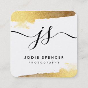 CHIC LOGO elegant pretty glamorous gold ink mark Square Business Card